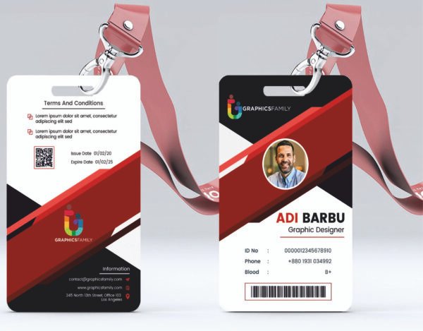 ID CARDS WITH HOLDERS AND RIBBON